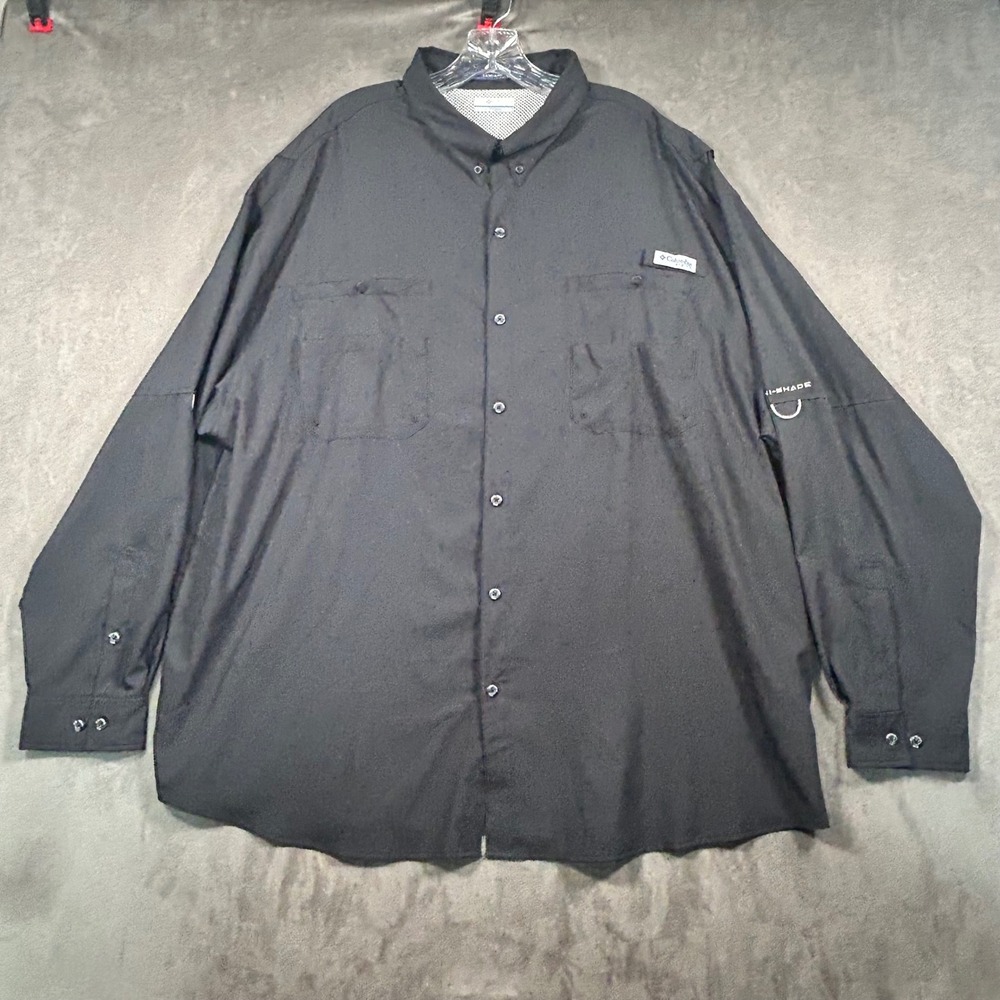 Columbia PFG Tamiami Fishing Shirt Mens 4X Black Long Sleeve Omni-Shade